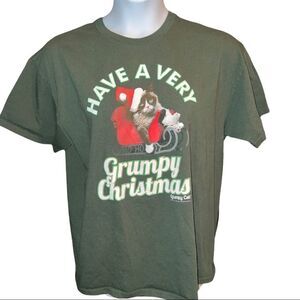 Grumpy cat green Christmas T-shirt